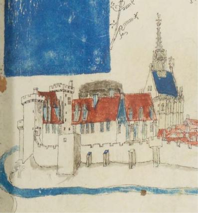 Château et Sainte Chapelle, vue de Guillaume Revel, 1450