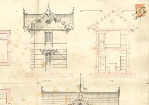 Extrait du plan et élévations par l'architecte Coustard, 1882